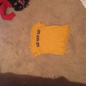 Cute bad hair day mustard yellow shirt